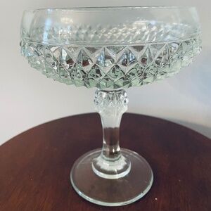 Vintage Indiana Glass Diamond Point compote, Vintage Cut Glass Compote